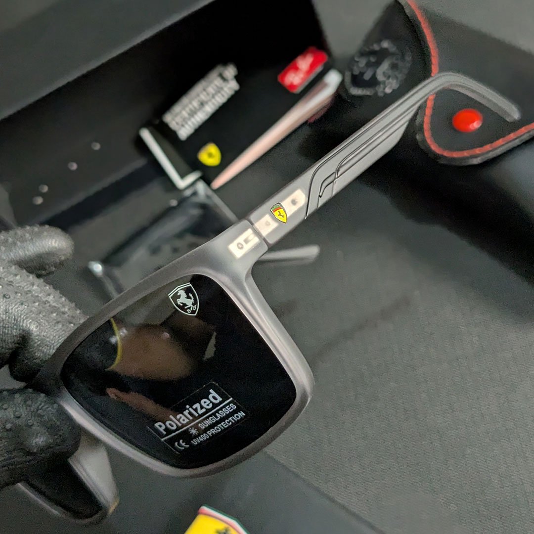 ray ban × ferrari matte grey polarized square sunglasses ray ban × ferrari matte grey polarized square sunglasses