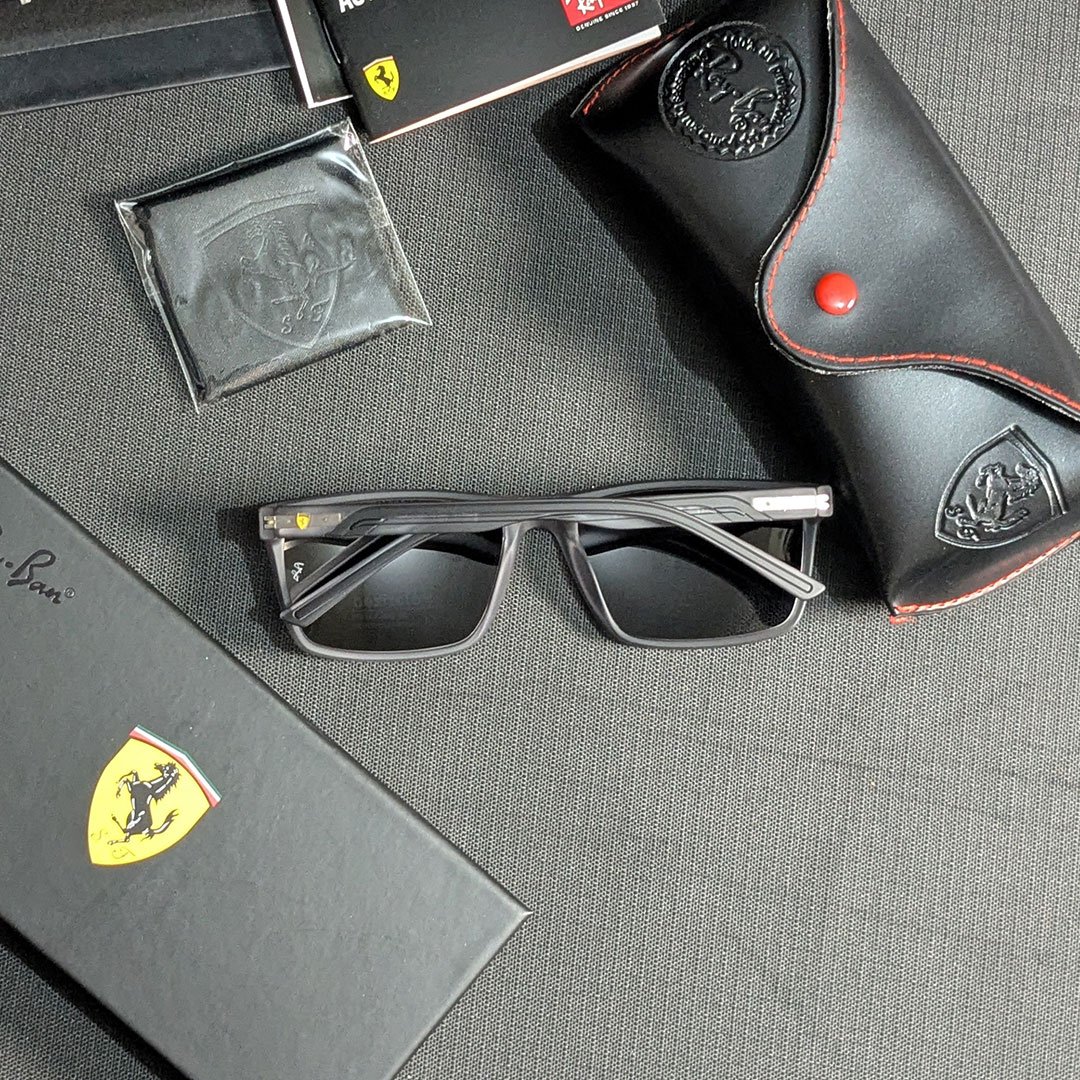 ray ban × ferrari matte grey polarized square sunglasses ray ban × ferrari matte grey polarized square sunglasses