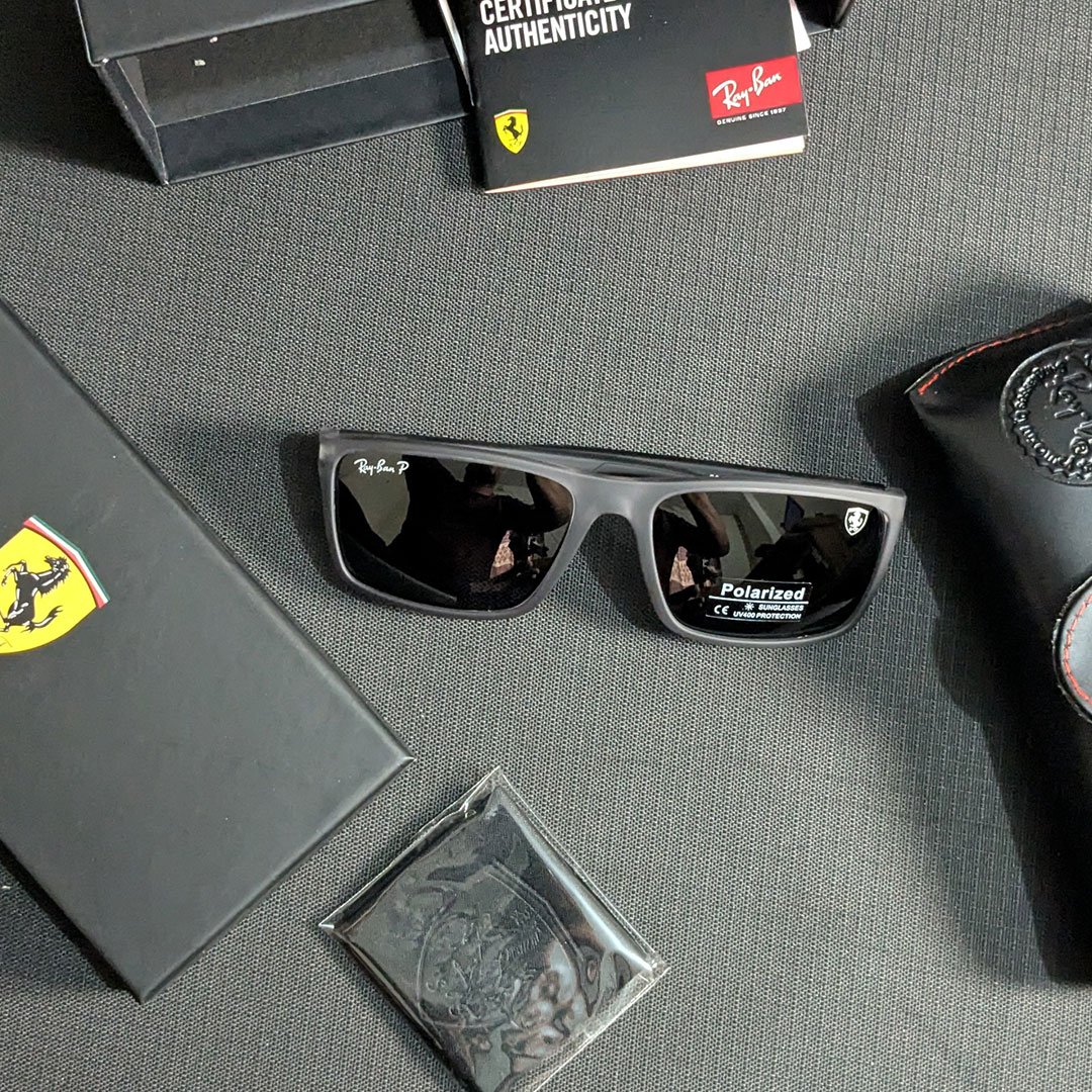 ray ban × ferrari matte grey polarized square sunglasses ray ban × ferrari matte grey polarized square sunglasses