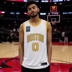 boston celtics jersey – white/gold tatum